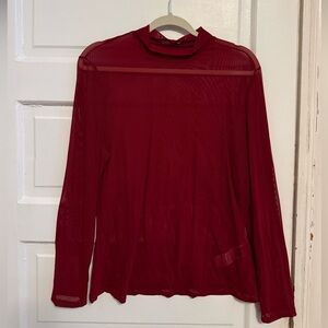 Sheer Burgundy Long Sleeve Top
